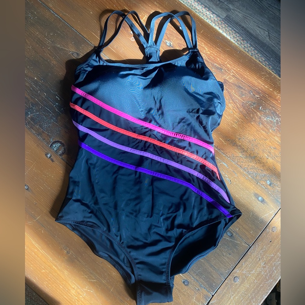 Swimsuits For All Rainbow Strappy Racerback One-Piece Swimsuit